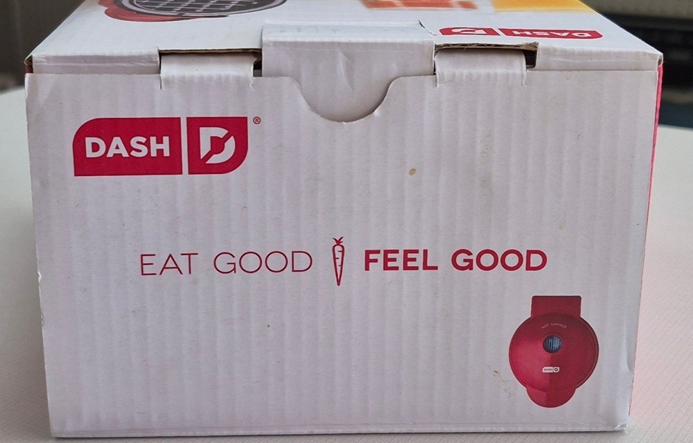 Dash Mini Maker Waffle Iron 4" Non-Stick Cooking Surface Red Compact Design