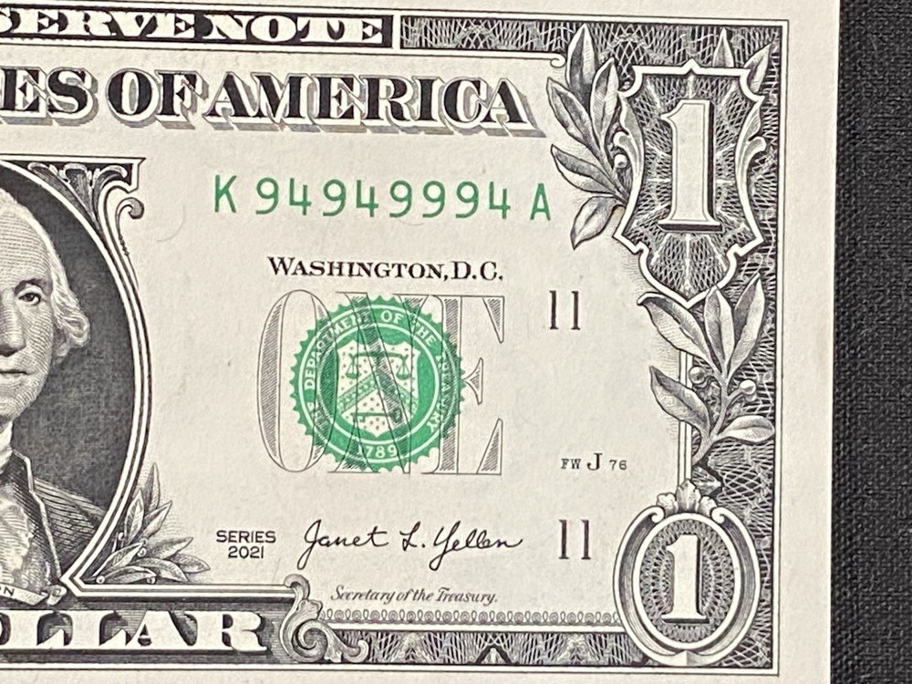 2021 - $1 - Binary Ink Transfer K94949994 - UNC