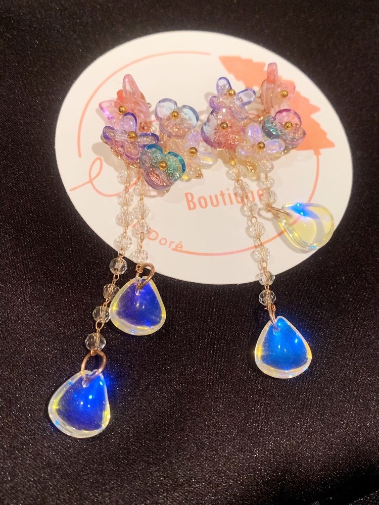 Handmade Floral Butterfly Sterling Silver Earrings