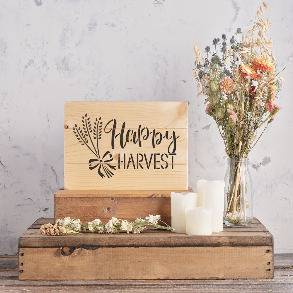 Happy Harvest Stencil - Durable & Reusable Mylar Stencils