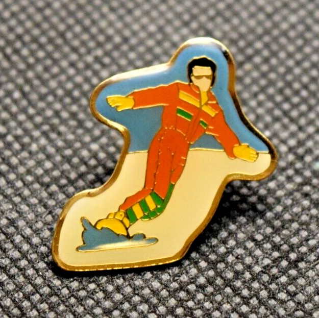 Snowboarder Orange Ski Pin