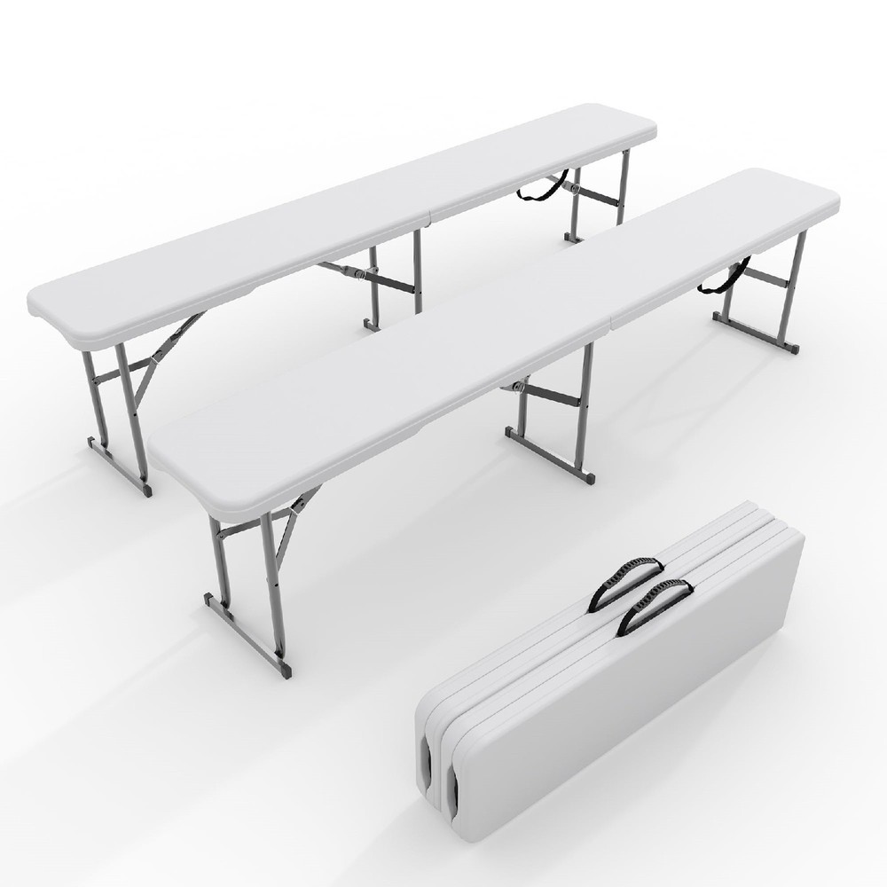 ✨2Pack Portable Folding Bench 6 Foot,Foldable Bench with Carrying Handle Camping