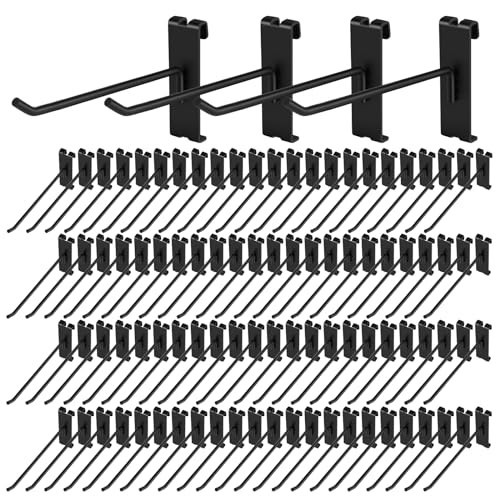 Heavy Duty 8" Gridwall Hooks - Black 96-Pack for Retail Display & Organization