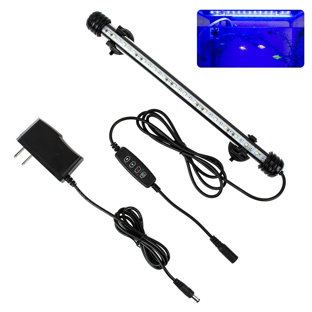 iKefe 11" White & Blue Submersible LED Aquarium Fish Tank 28cm, &