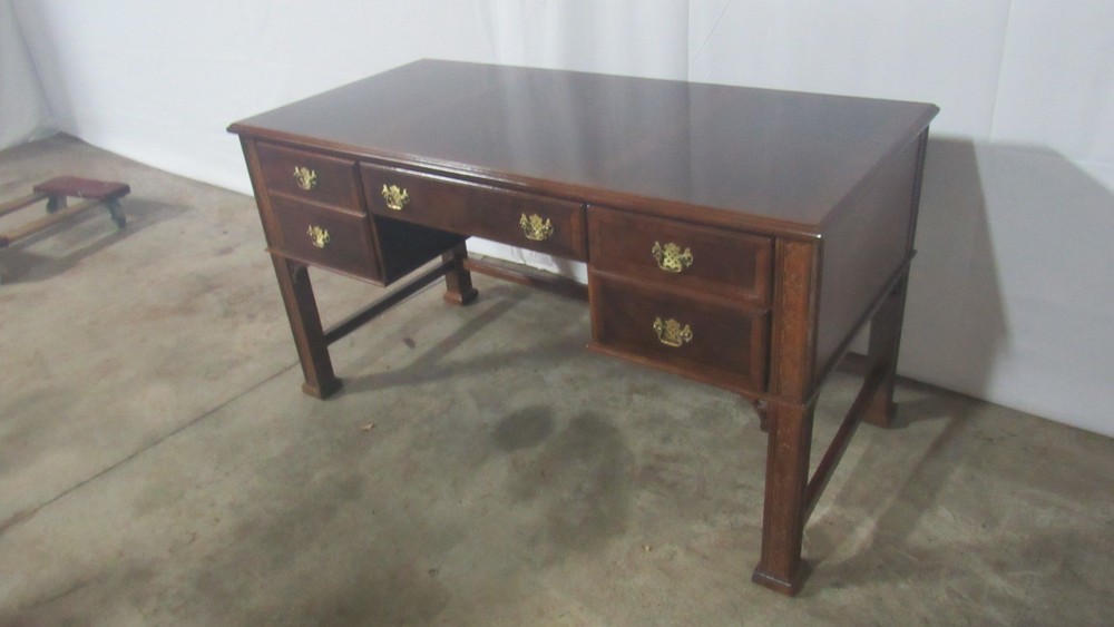 Mahogany Executive Desk Chippendale Banded Designer