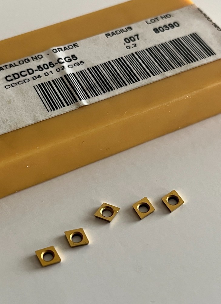 CIRCLE CARBIDE BORING BAR INSERTS CDCD-505-CG5 COATED GRADE SHOWN (5) INSERTS.