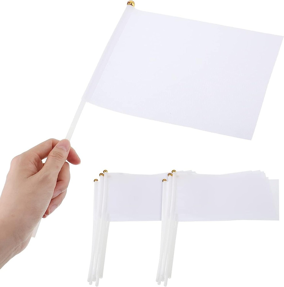 50 Pcs White Small Mini Flags Bulk Sublimation Blank Flags Solid Plain White New