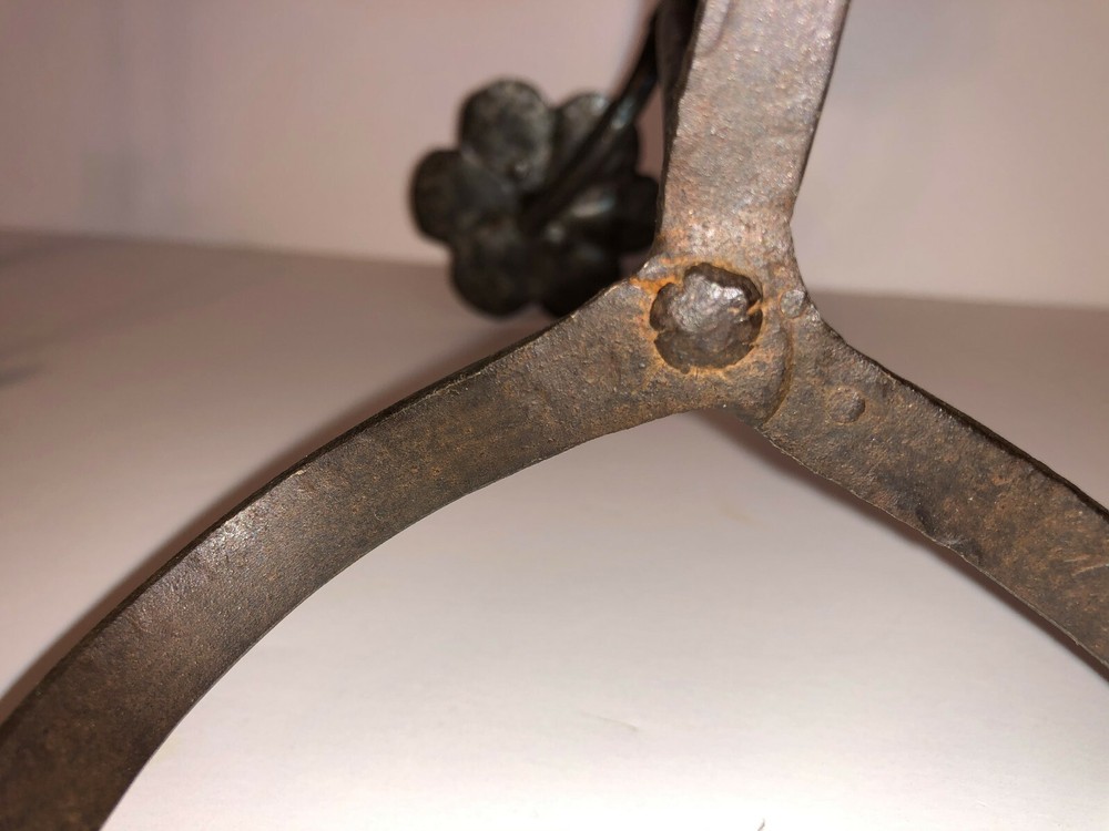 ANTIQUE EARLY WROUGHT IRON CANDLE HOLDERS.