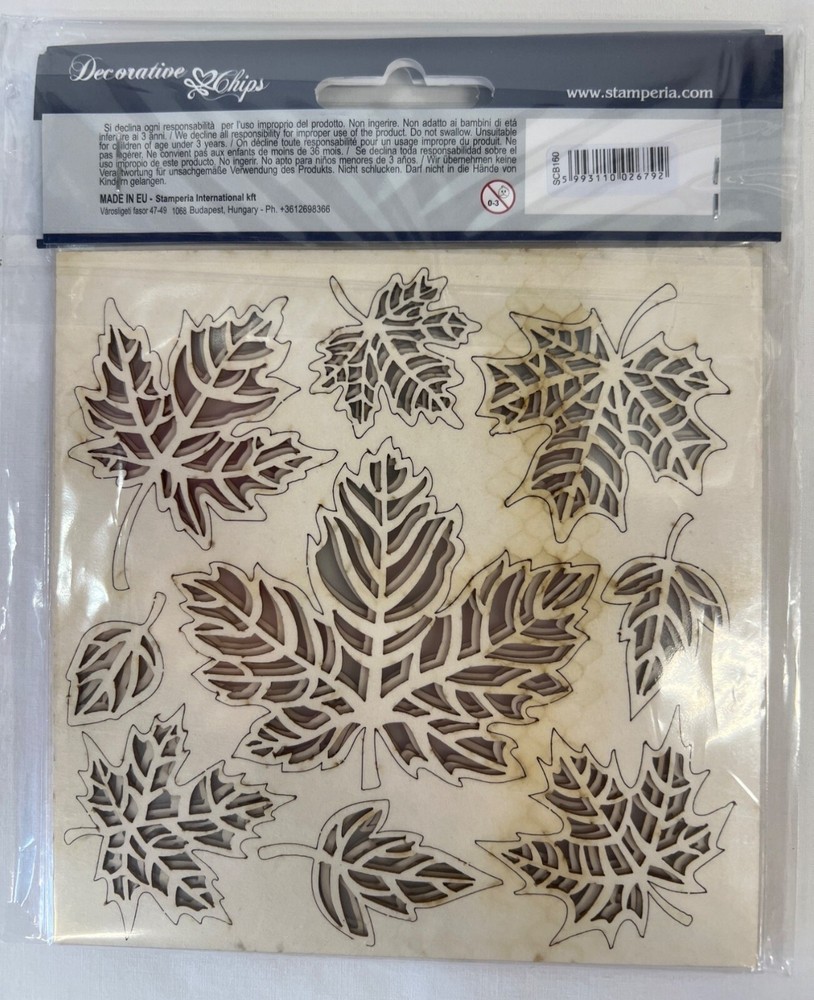 Decorative Chipboard Maple Leaf Cutouts 14x14cm Stamperia