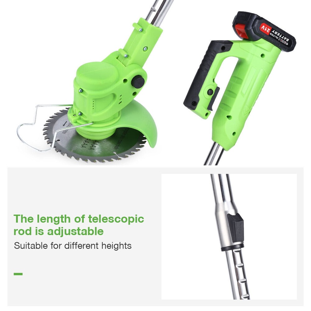 600W Cordless Electric Weed Eater Lawn Edger Grass String Trimmer with Battery