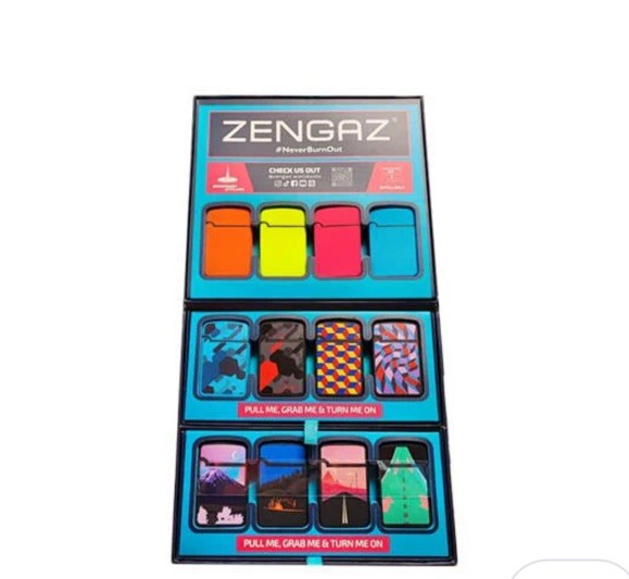 ZENGAZ WINDPROOF JETFLAME REFILLABLE LIGHTERS-48 COUNT - DISPLAY INCLUDED