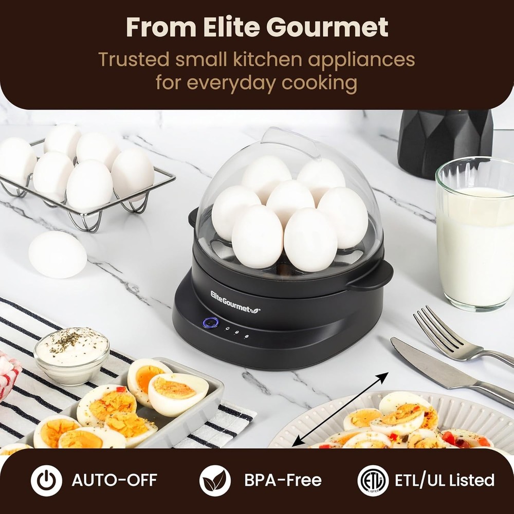 Compact 7-Egg Cooker with Auto Shut-Off - Perfect Soft, Medium, or Hard Eggs