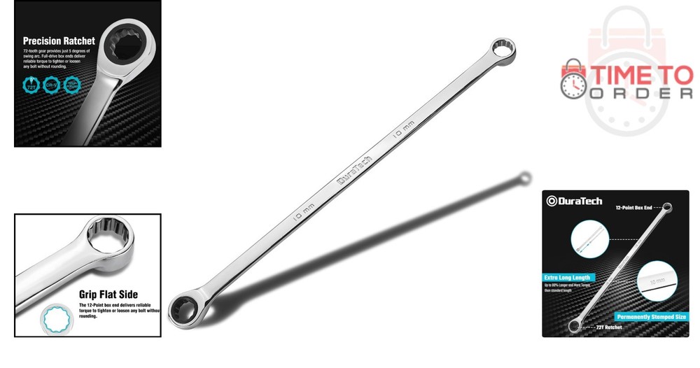 10mm Extra Long Ratcheting Wrench Chrome Vanadium Steel Mechanical Tool