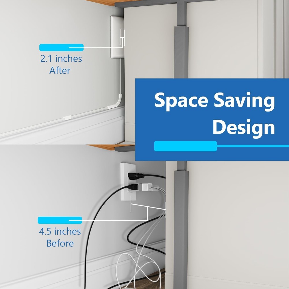 LIDER Flat-Face Outlet Extender with 3 Receptacles, 3 ft-2 Pack, White