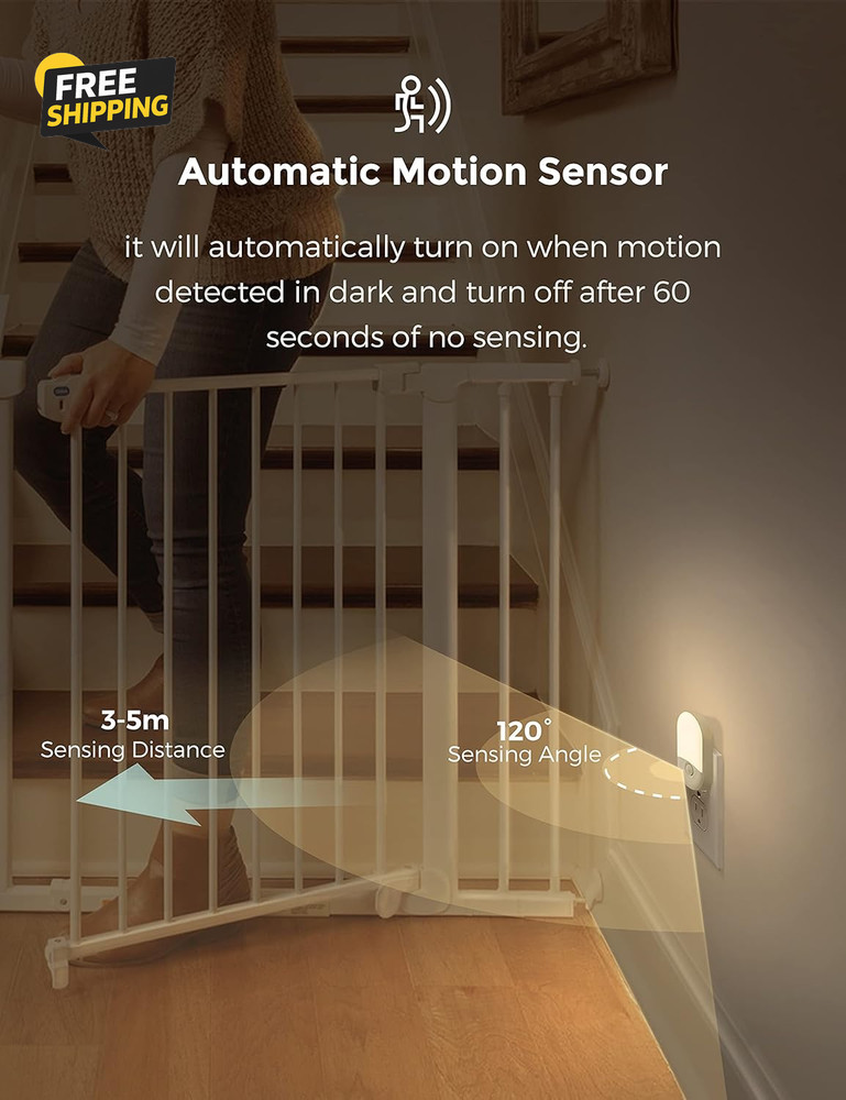 Motion Sensor Night Light, 2Pack, Motion Activated Night Light, Lights Plug