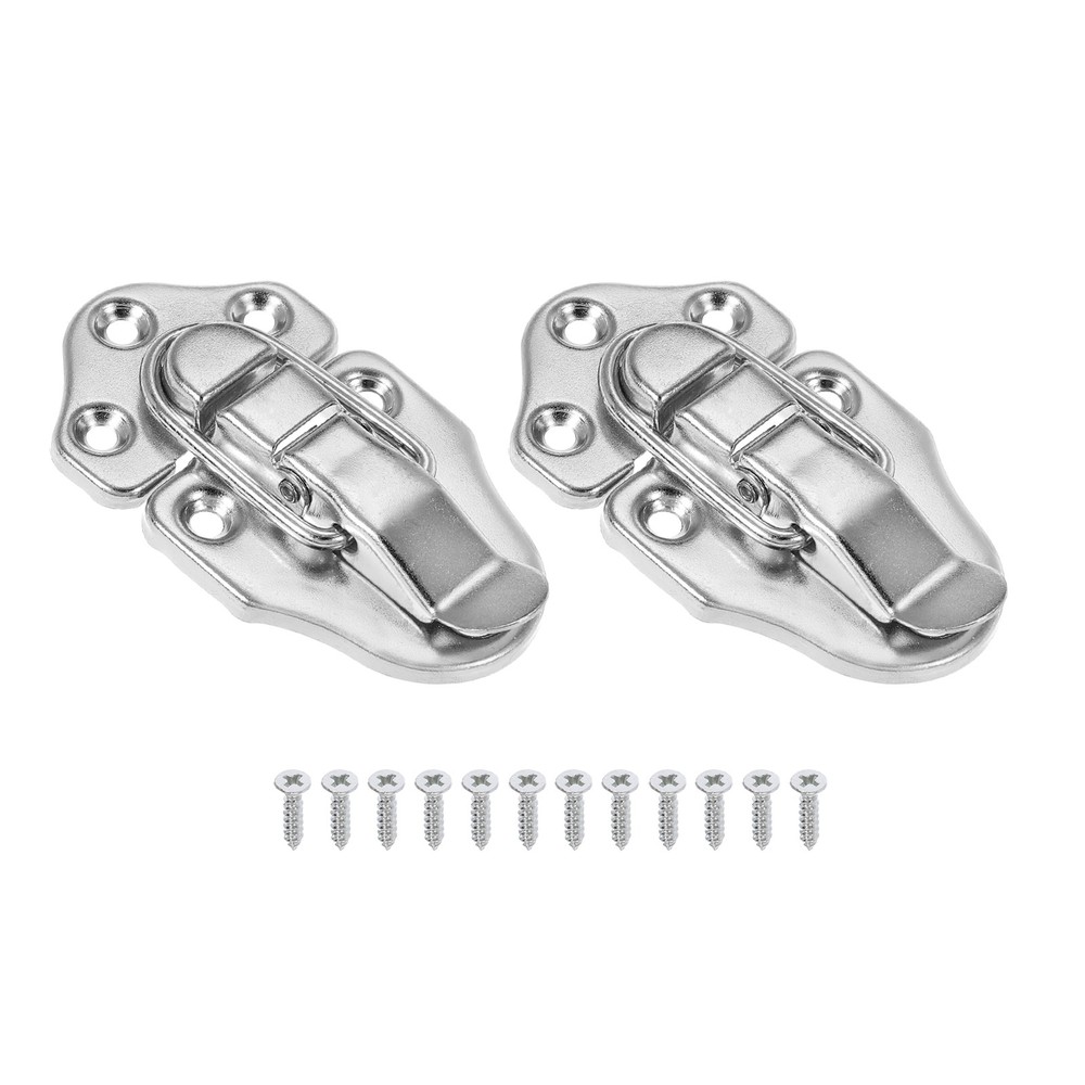 2 Pack Retro Style Duckbilled Toggle Hasp Latch with Mounting Screw, Silver