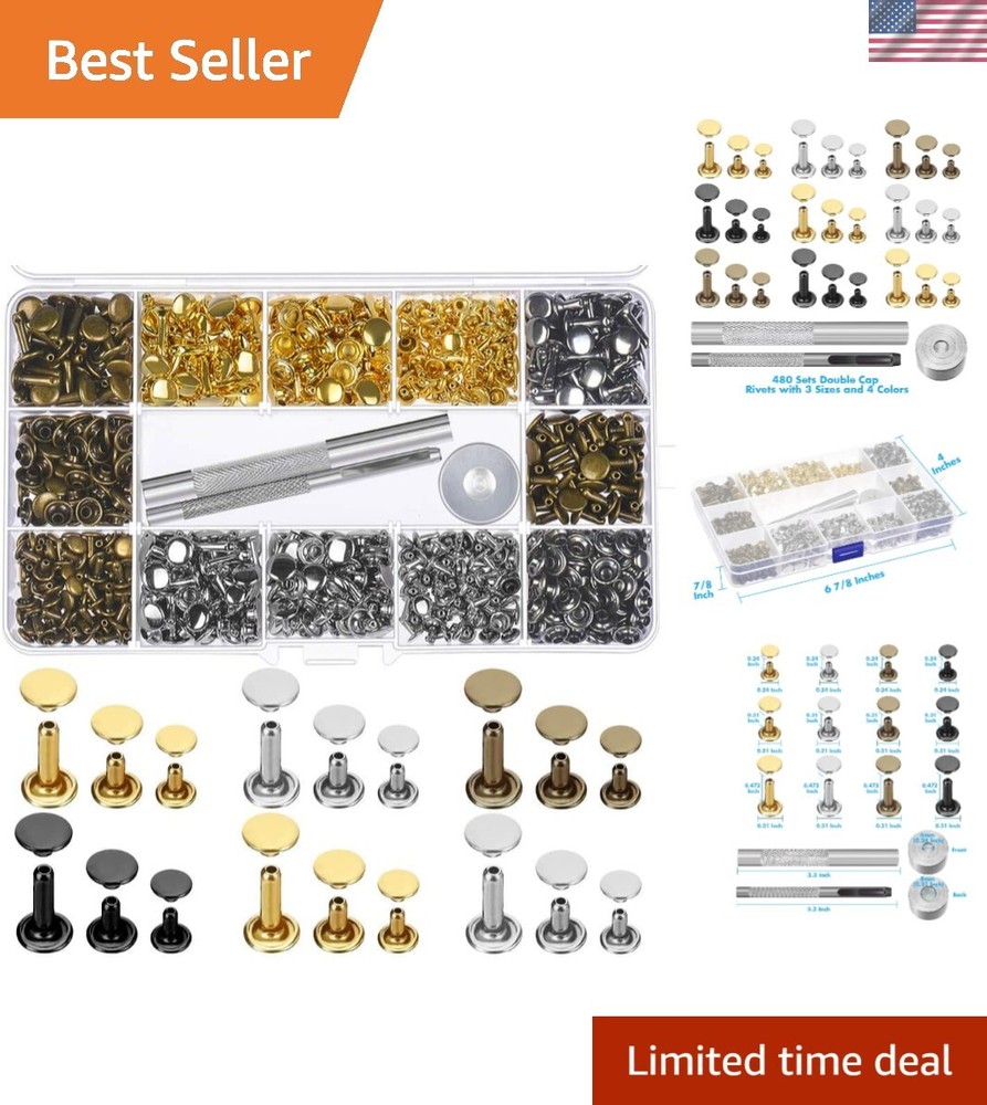 Versatile Leather Rivets Kit with 3 Setting Tools - Craftsmanship Essentials