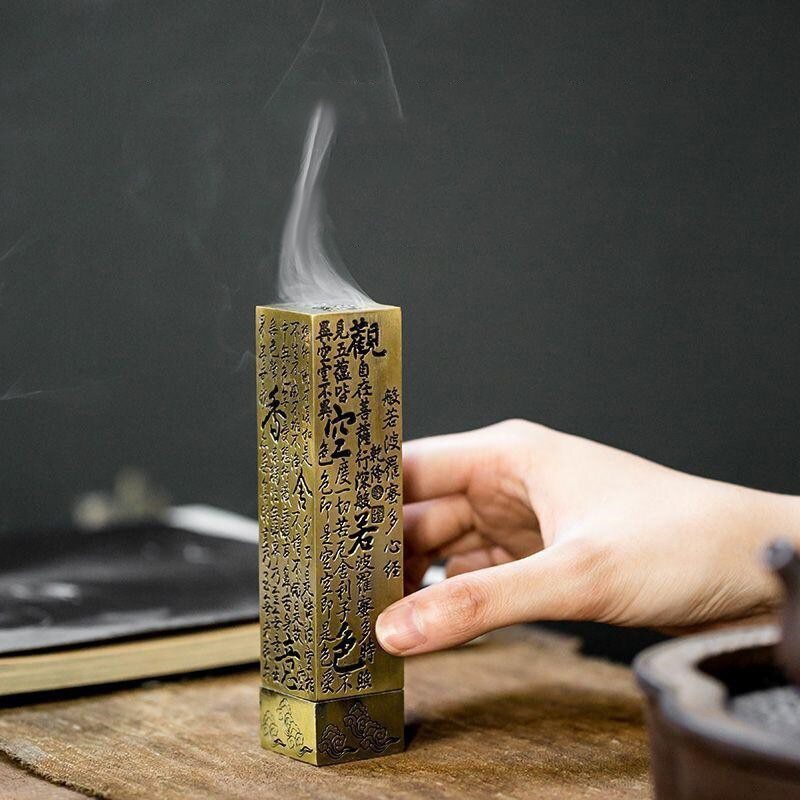 CopperRetro Incense Burner VerticalBuddha SutraHome Aromatherapy Container
