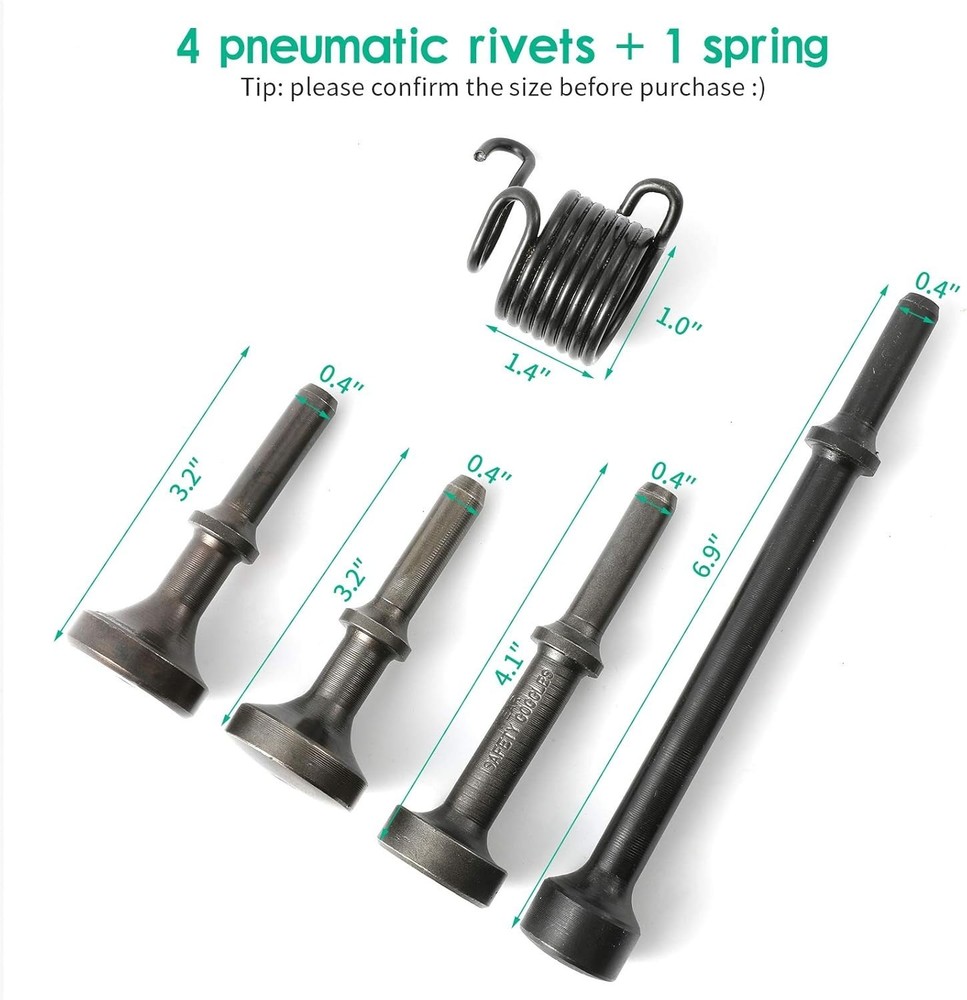 5 Pcs Pneumatic Air Hammer Bits Kit Black