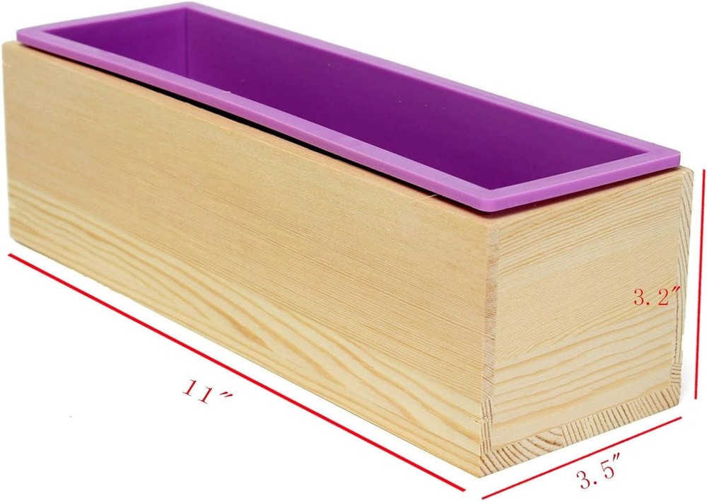 Flexible Rectangular Soap Silicone Mold with Wood Box DIY Tool for Soap Cake ...