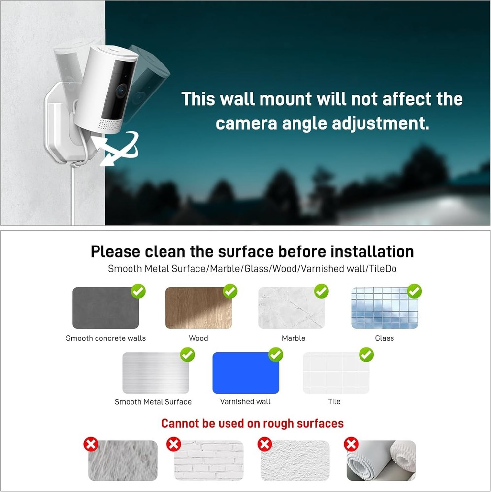 3Pack Ring Indoor Camera Wall Mount Bracket No Drill Adhesive