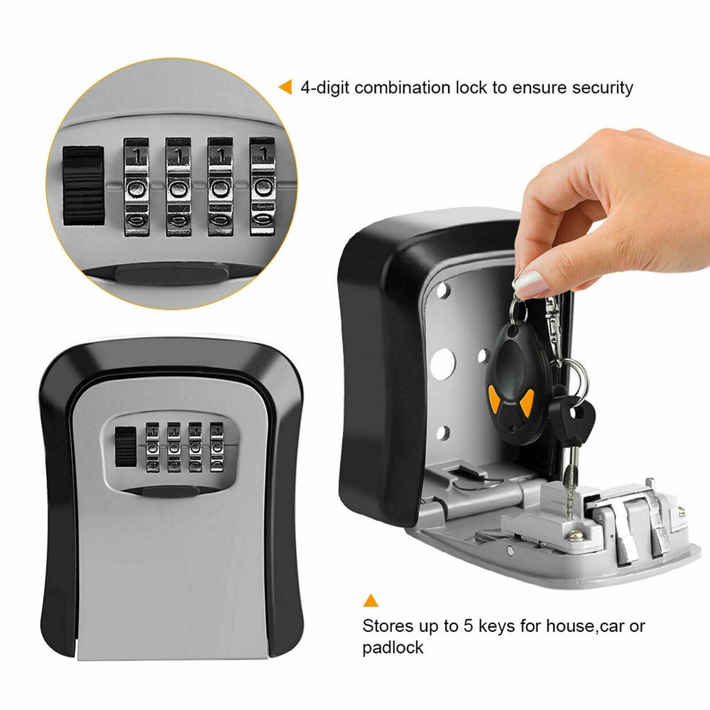 Key Safe Box 4 Digit Wall Mounted Outdoor High Security Code Lock Storage Home