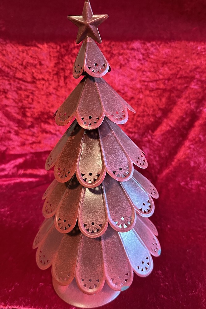 Decorative Tin Christmas Tree; Red