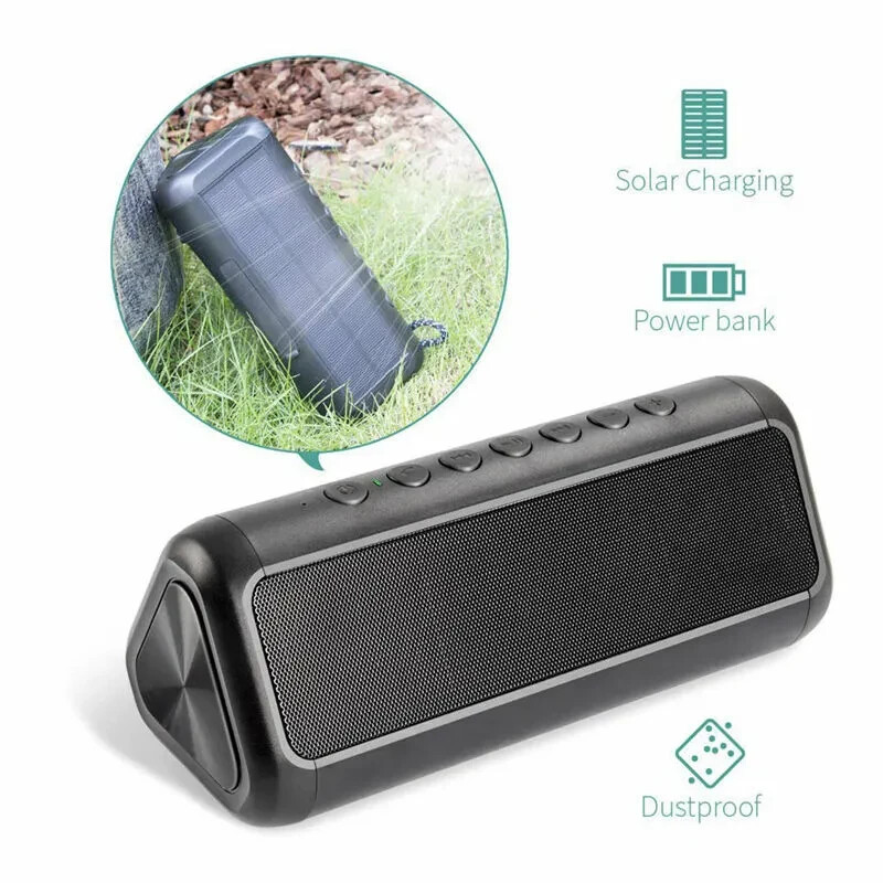 Solar Bluetooth Speaker, Wireless Waterproof Bluetooth Speaker