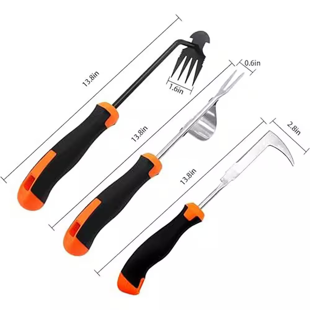 12.8 In. Weeder Set with V Shape, 4 Teeth, L Shape Crack Weeding Tools Stainless