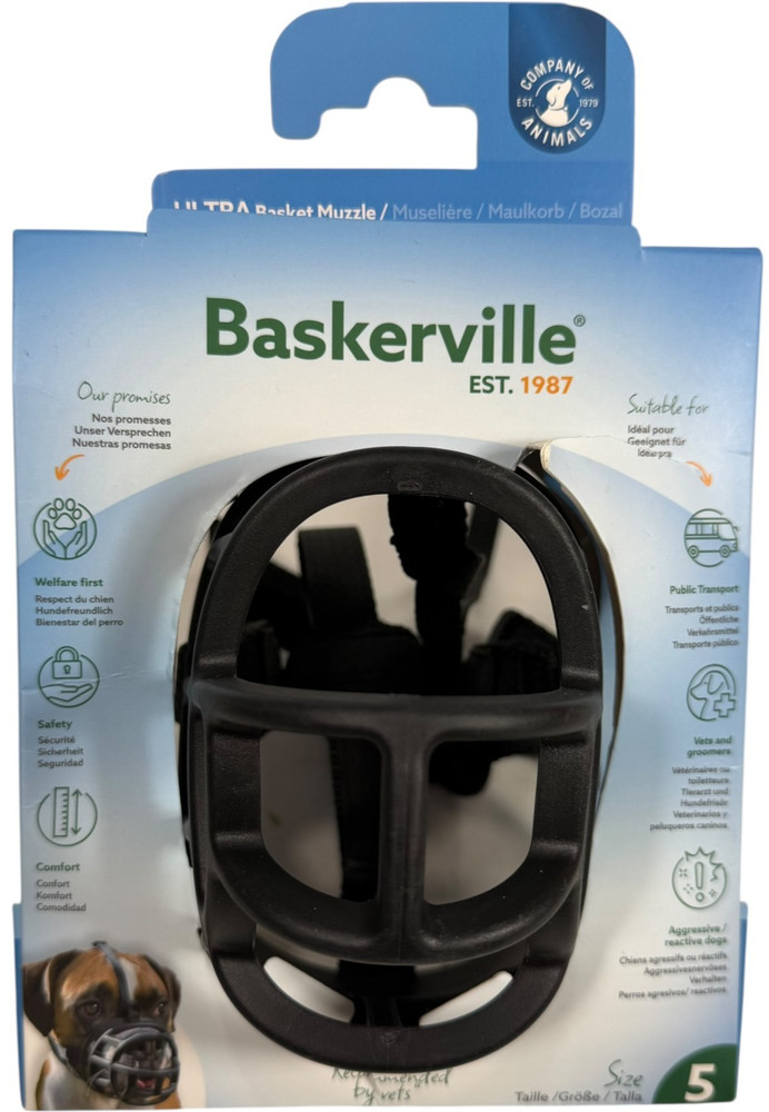 Baskerville Ultra Muzzle for Dogs, Size 5 - Black (Open Box new)