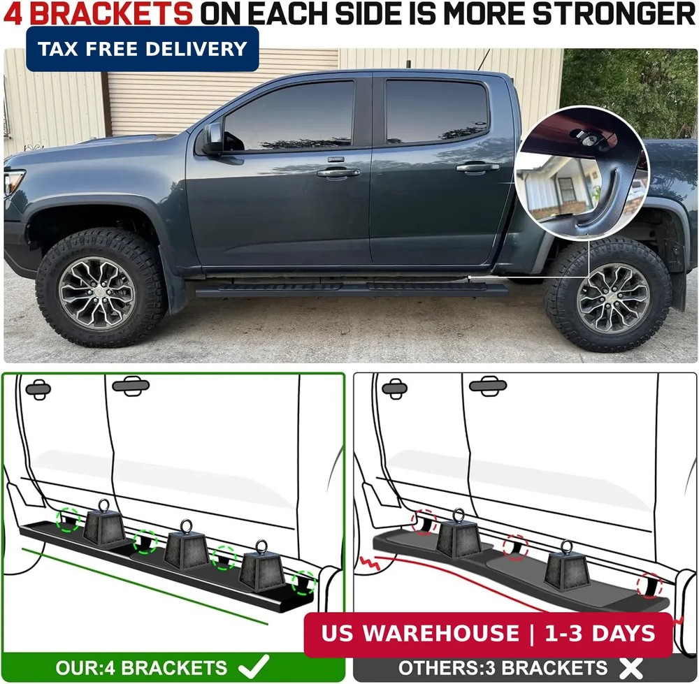 COMNOVA 6 Inches Running Boards& Steps Step Bars Compatible with 2019-2026 Chevy