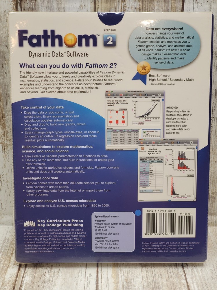 Fathom Dynamic Data Software Version 2 Student Edition New Sealed