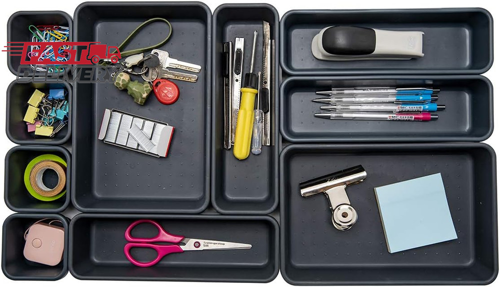 Backerysupply Interlocking Desk Drawer Organizer Separators for Kitchen, Bathroo