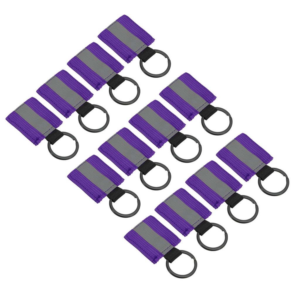12 Pcs Reflective Keychain Tags, Reflective Zipper Pulls, Purple