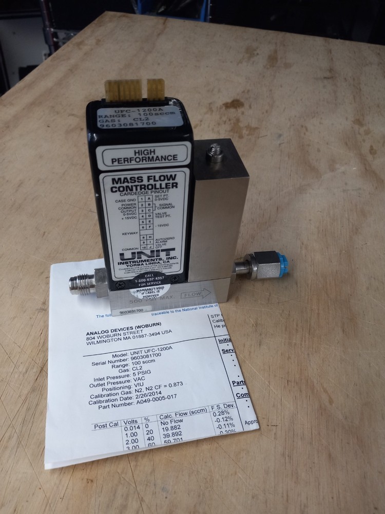 Unit UFC-1200A Mass Flow Controller  Gas CL2  100 SCCM