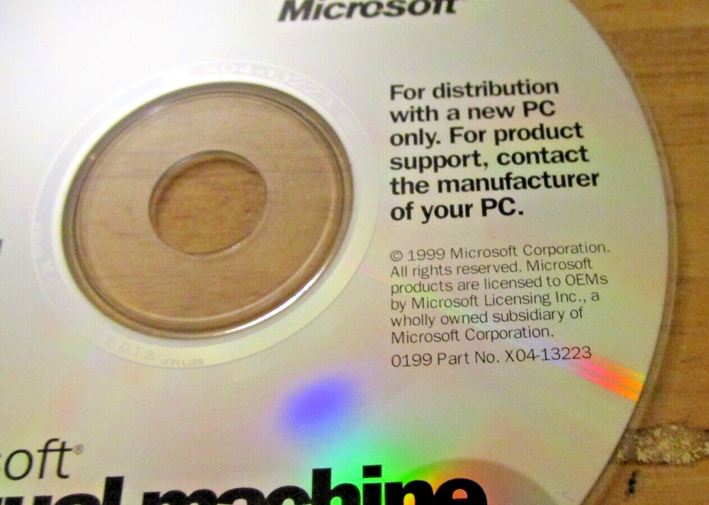 MICROSOFT VIRTUAL MACHINE - CD-ROM - 1999 - FOR WINDOWS NT & '98 - EUC - No Key
