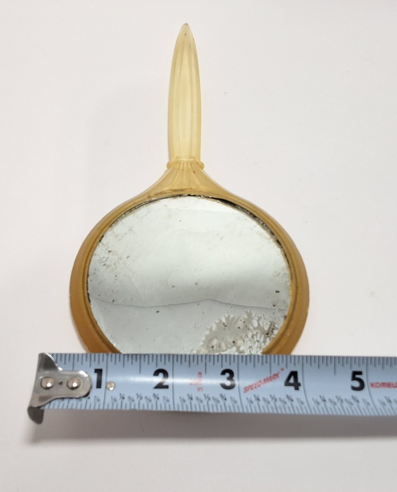 Vintage Vanity Hand Held Mirror Plastic