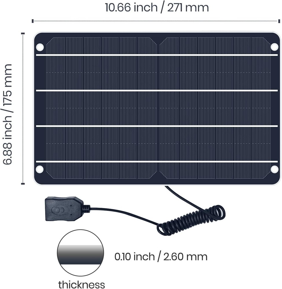 Efficient 6W Portable Solar Panel for Smartphones & Small Devices - Durable