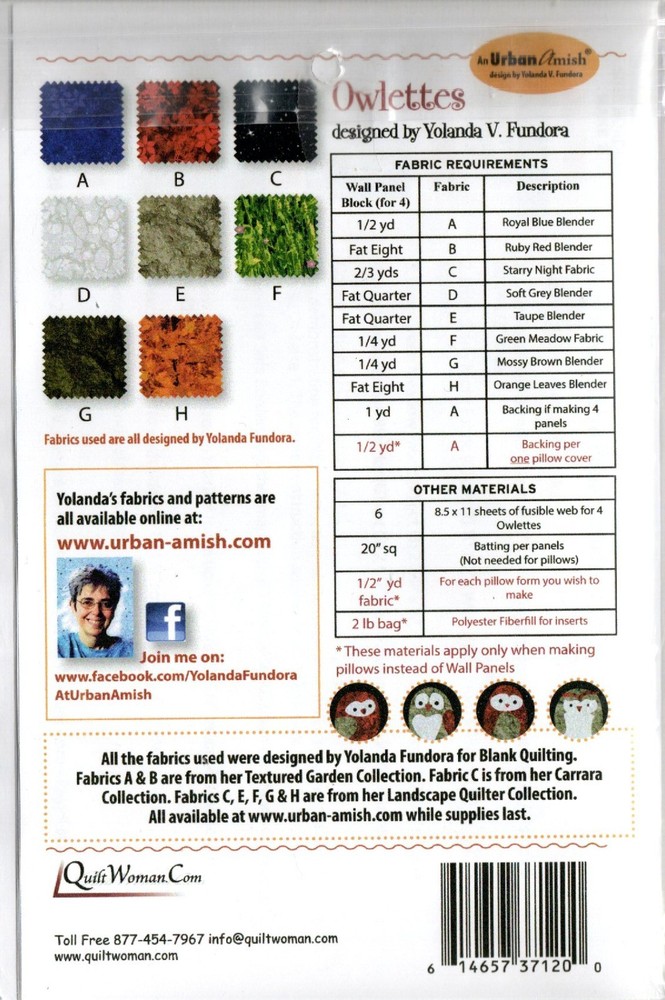 Owlettes Wall Hanging Pattern YF-120 - Paper Pattern