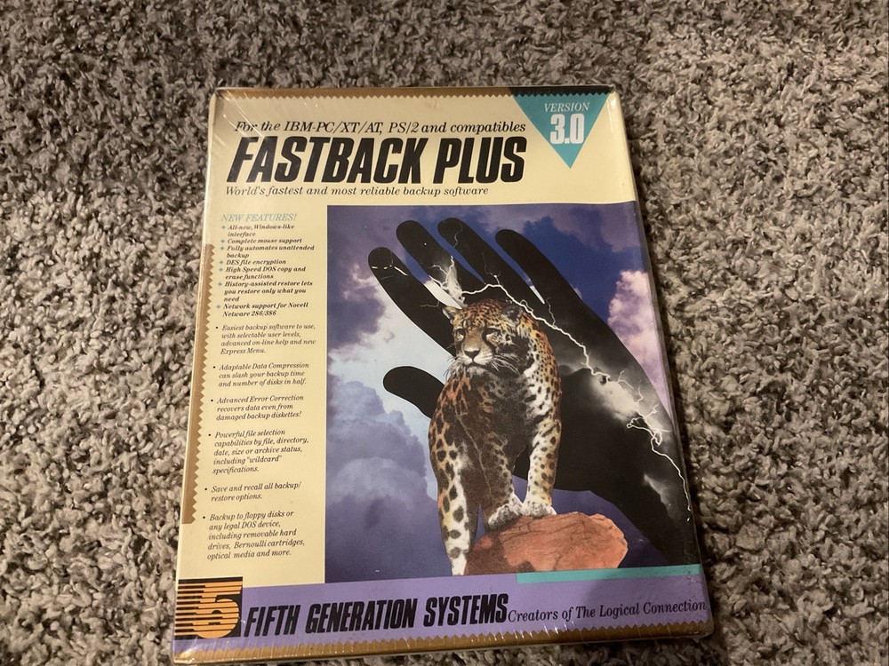 "NOS" Fastback Plus Version 3.0 IBM-PC XT AT PS/2 PC Computer Software Program
