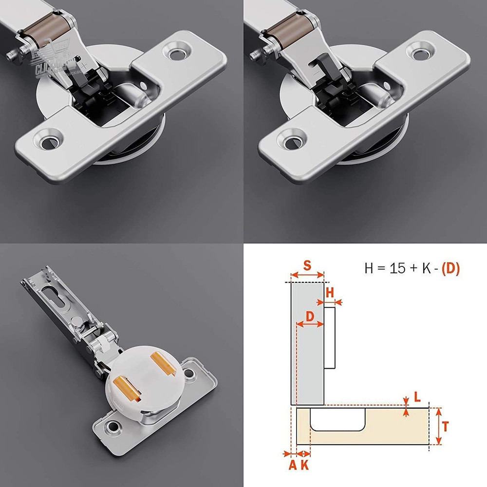 - Straight decelerating hinge "cushioned closure" retractable, Ø35 mm, open