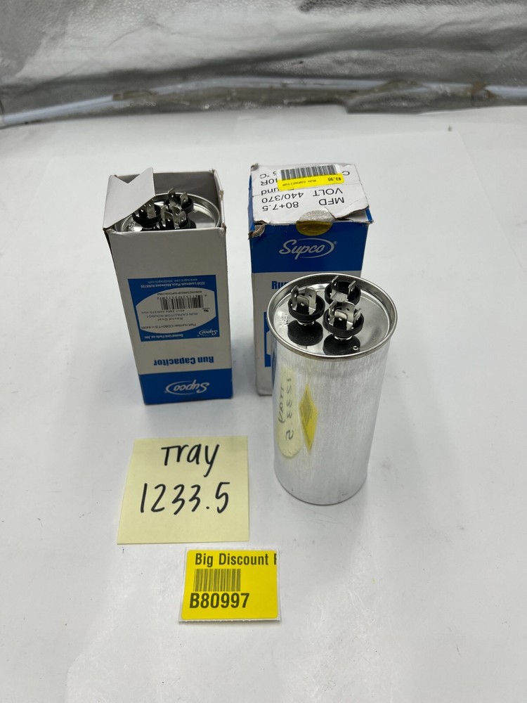 (QTY 2) Supco Round Dual Run Capacitor CD70+7.5X440R