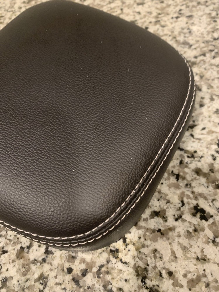 Seat Headrest Black Leather White Stitching