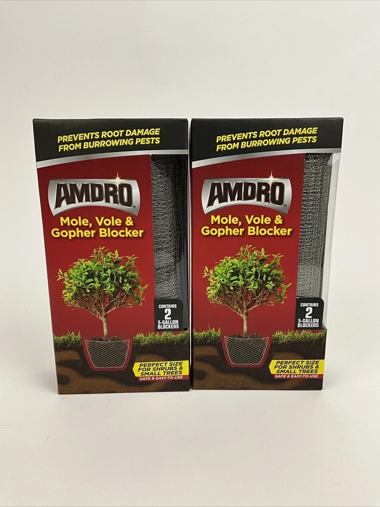 2 Pack AMDRO Mole, Vole & Gopher Trap 2 x 2 = 4 | 5 Gallon Blockers