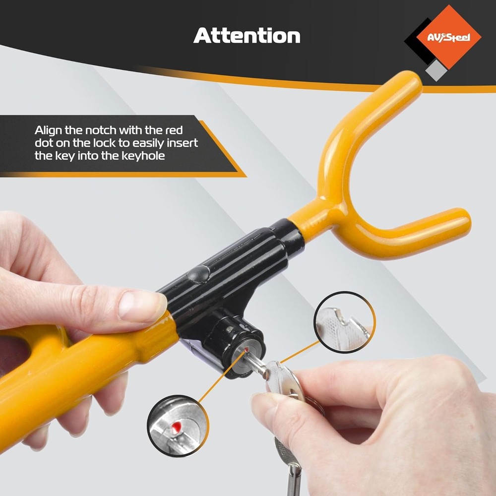 Steering Wheel Lock Anti-Theft Car Device, Universal for Yellow