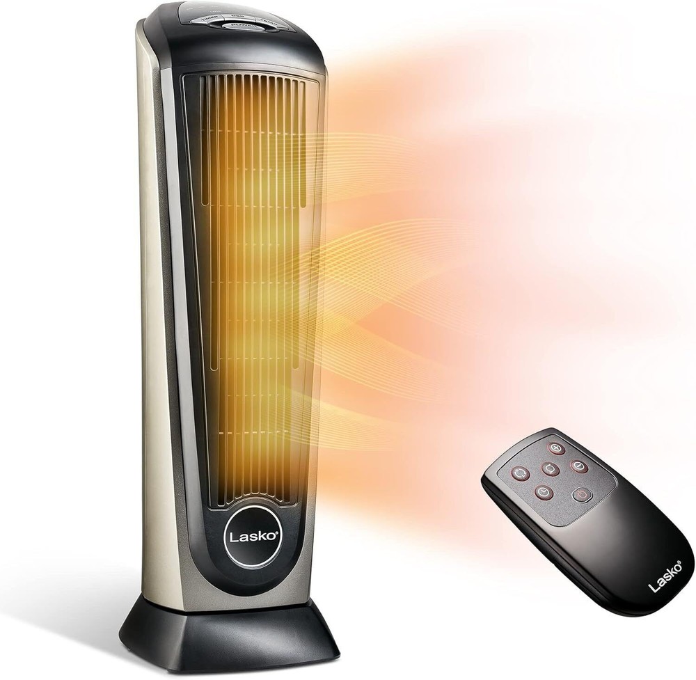 US Oscillating Ceramic Tower Space Heater Adjustable Thermostat Remote Control