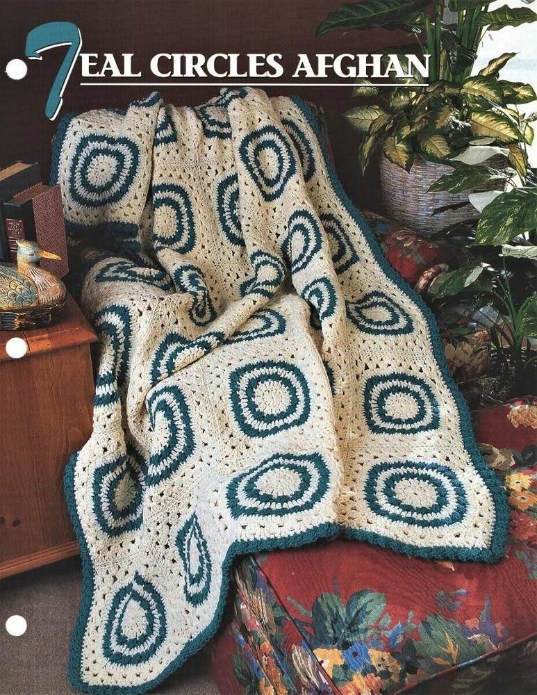 Teal Circles  Afghan  Annie's Attic Crochet Afghan Pattern Page