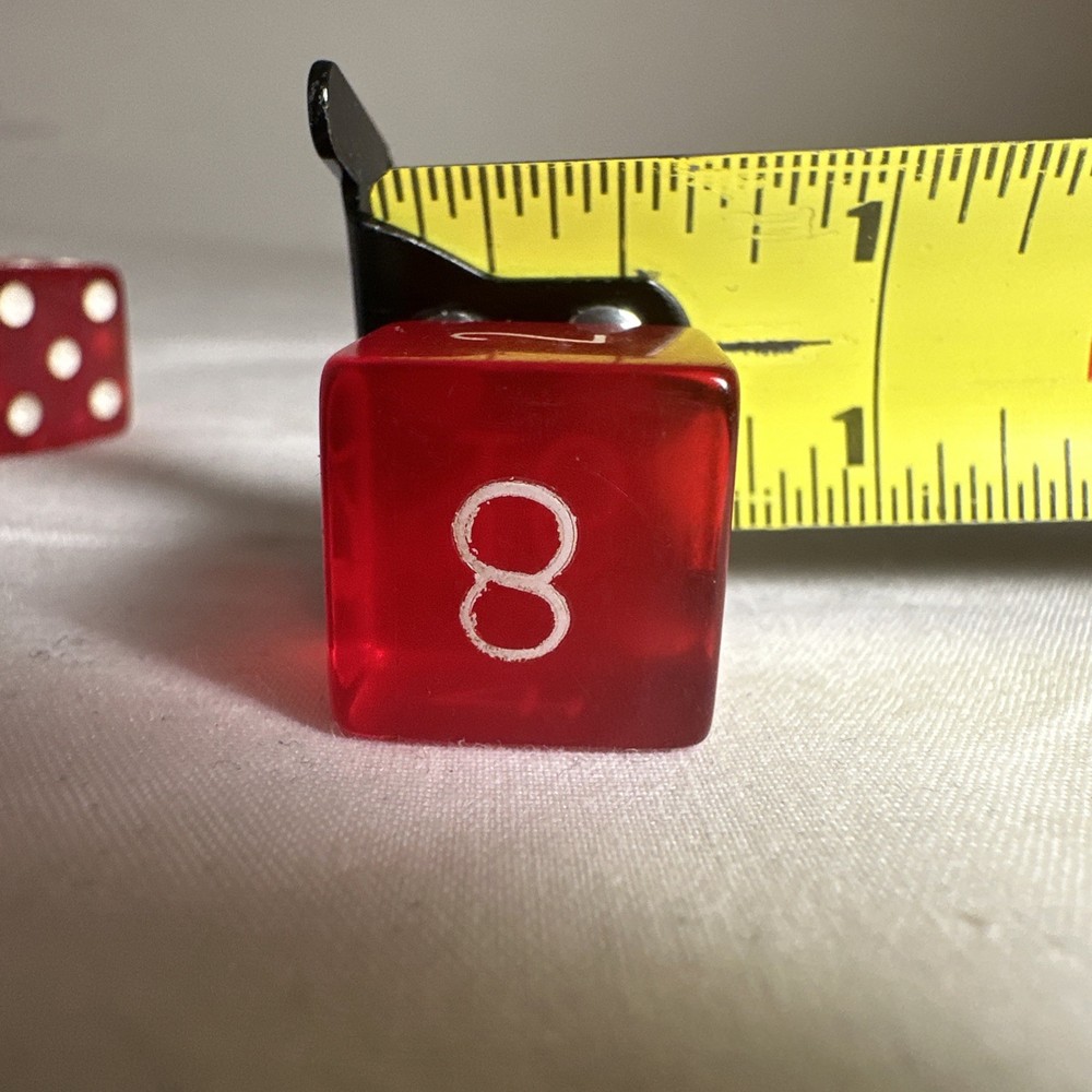 5 Bakelite Dice 2 Red 2 Butterscotch 1 Red Doubler For Backgammon