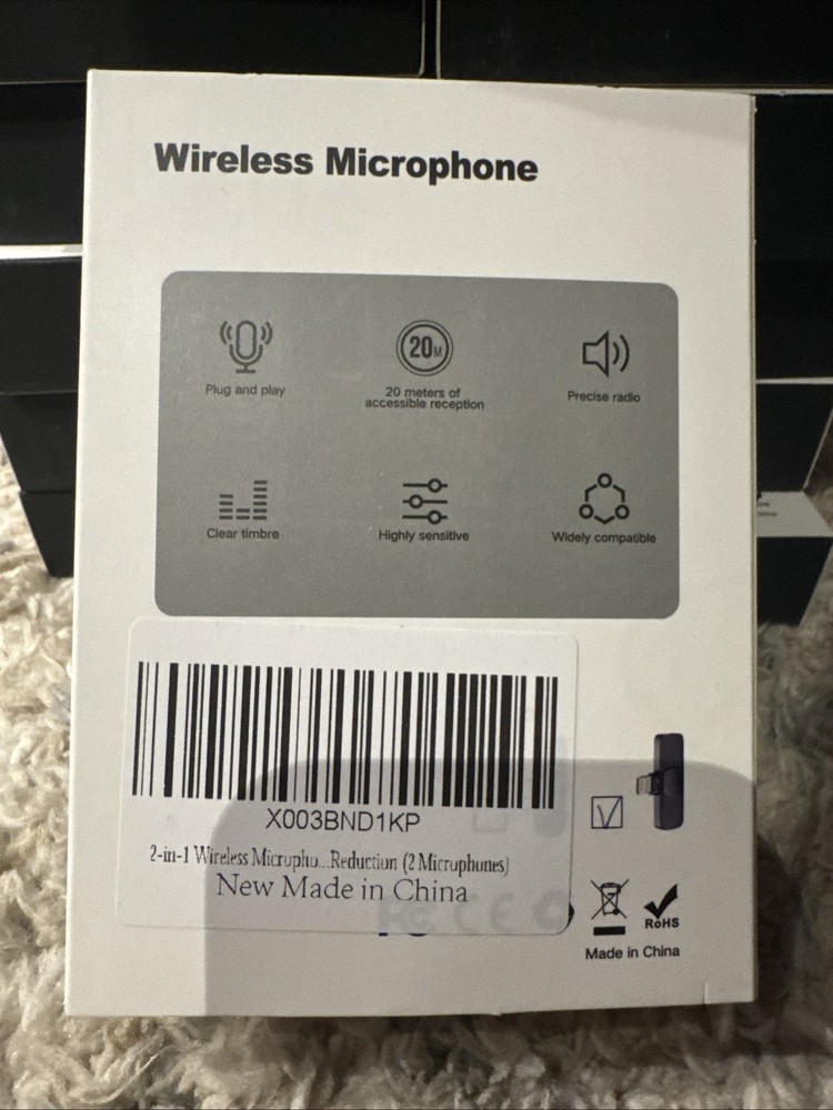 Wireless Mini Microphone for iPhone 2 Pack Microphone Recording Noise Reduction