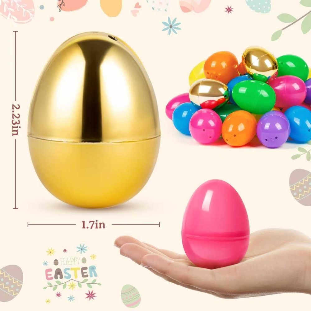 50 Pack Plastic Easter Eggs, 2.4'' Bulk Empty Easter Eggs in 6 Colors w